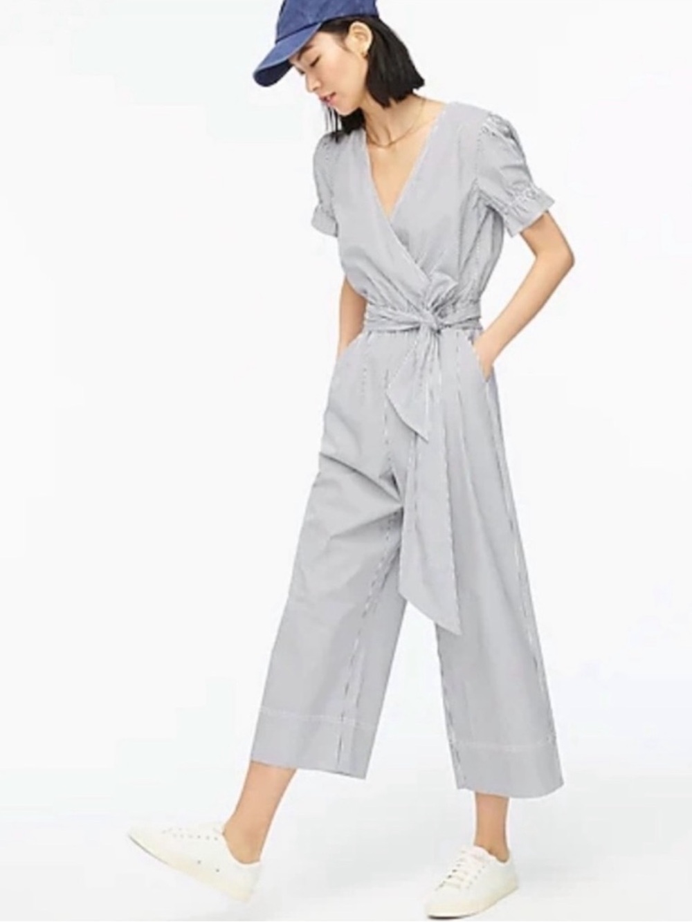 J. Crew Ruffle Cotton Poplin Jumpsuit
